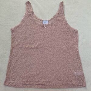 Suzy Shier Blush Pink Sheer Mesh Lace Cami Tank Top Size L